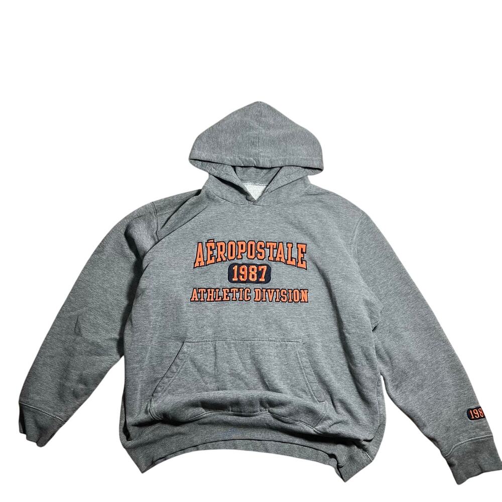 Y2K Aeropostale 1987 Athletic Division Hoodie Gray XL